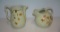Pair of early leaf decorated pitchers by Hall's China