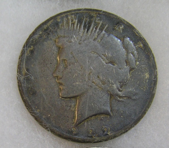 1922 Lady Liberty Peace silver dollar in poor condition