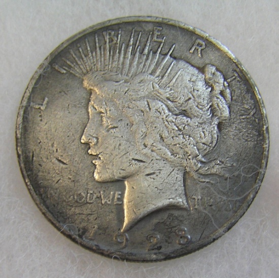 1923 Peace silver dollar in poor condition
