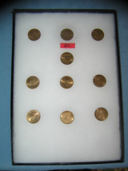 Collection of solid brass US state commemoratives