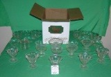 Large box of estate dessert cups, dishes and more