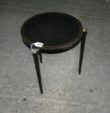 Wood with brass trim side table