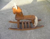 Vintage all wood hand made rocking horse