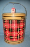 Antique plaid decorated beach, barbecue or travel cooler