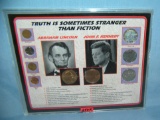 Lincoln and Kenndy commemorative cased coin set