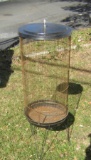 Vintage circa 1950's all metal bird cage on stand