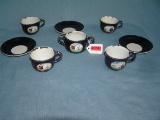 Antique 8 pc enameled porcelain over metal tea set