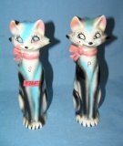 Pair of porcelain seated cat salt & pepper shakers