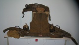 Large group of antique leather and canvas hunting gear