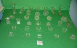 Crystal and glass open salts, tooth pick holders and more