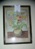 Floral print framed in a great early 1900's frame