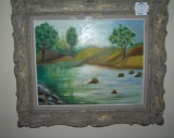 Artist signed oil on canvas panting in fancy frame