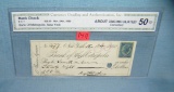 Bank of Metropolis NY bank check with 2 cent stamp