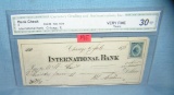 Int. Bank of Chicago bank check dated February 1876