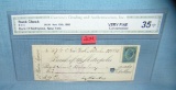 Bank of Metropolis NY bank check dated Nov 15, 1880