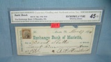 The Excange Bank check dated March 27, 1874