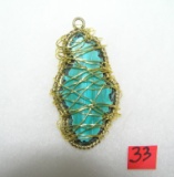 Vintage necklace pendant with large turquoise stone
