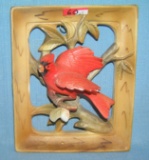 Porcelain hand painted cardinal wall plaque