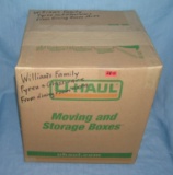 Mystery moving and storage Co. box lot marked William's family Pyrex and glassware from dining room