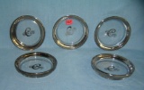 Silver overlay on glass 5 piece vintage coaster set