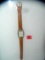 Fashion style wrist watch with brown leather band