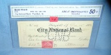 City National bank check dated December 2, 1900