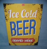 Ice Cold Beer Served Here retro style advertising sign