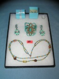 Tray lot of turquoise costume jewelry