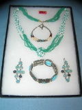 Tray lot of turquoise costume jewelry