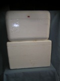 Pair of medium Styrofoam beach or party coolers