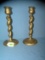 Pair of carved wood candle sticks