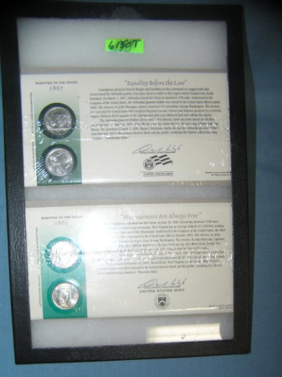 Group of cased American Union US quarters