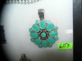 Quality silvertone and enamel pendant