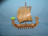 Hand made wooden Viking ship