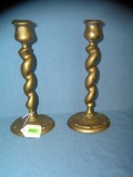 Pair of carved wood candle sticks