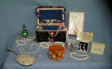 Collection of great costume jewelry with jewelry chest