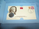 Susan B Anthony coin and first day of issue stamp and cover set