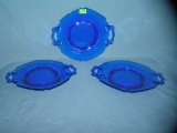 Cobalt blue Depression glass serving plates