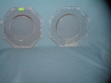 Pair of pink Depression glass serving plates