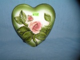 Floral decorated heart shaped jewelry/trinket box