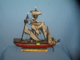 Antique hand made and hand painted sailing ship