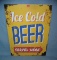 Ice Cold Beer Served Here retro style advertising sign