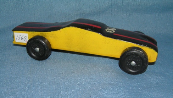 Modern wooden folk art race car