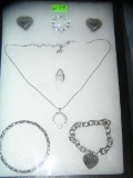 Collection of silver tone jewelry