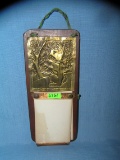 Wood and hand hammered folk art note pad holder