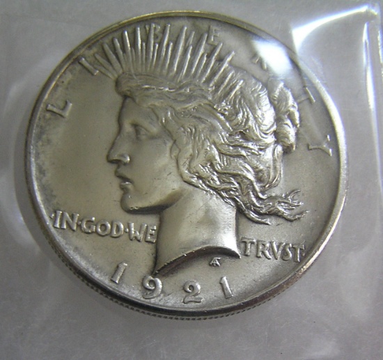 1921 Peace silver dollar scarce date in AU condition