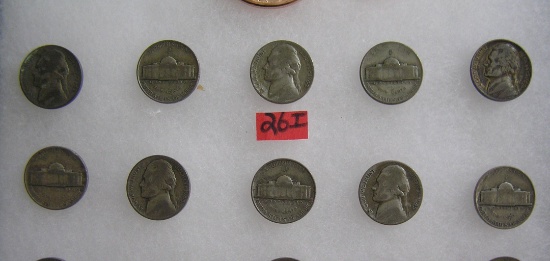 Group of all silver war time Jefferson nickels