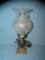 Antique solid brass table lamp with glass globe