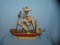 Antique hand made and hand painted sailing ship