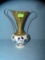 Holland sighned blue decorated vase with brass